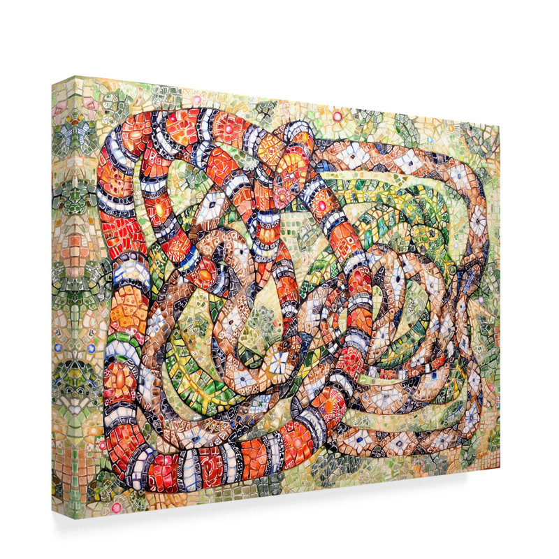 Bay Isle Home Coral Snake Ouroboros Acrylic Painting Print On
