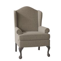 High Wing Back Fireside Chair Wheat Stripe Fabric Easy Armchair Queen Anne Legs 
