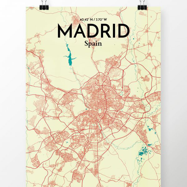 Ourposter Com Madrid City Map Graphic Art Print Poster In Yellow Wayfair