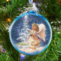 Christmas Ornament Angel 5" Feathers Silver Wings And Halo. 