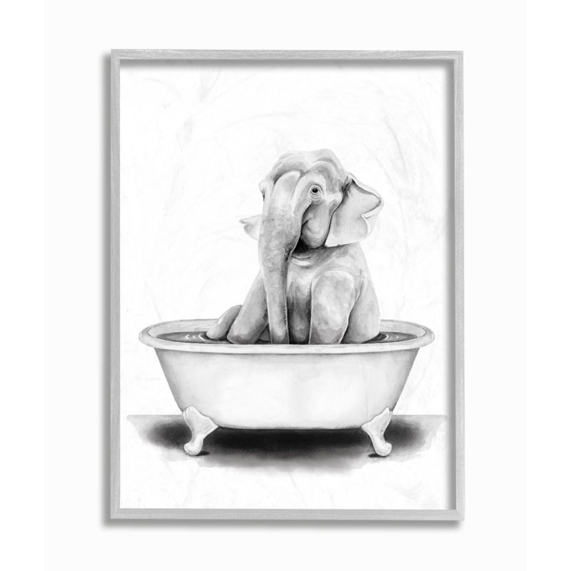 Stupell Industries 'Elephant in a Tub Funny Animal ...