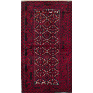 One-of-a-Kind Finest Baluch Wool Hand-Knotted Red Area Rug