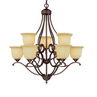 Go to store & view more images Beau 9-Light Shaded Chandelier by Fleur De Lis Living