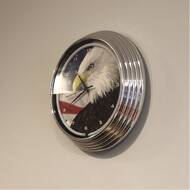 Eagle With American Flag Neon Clock 15"x15"