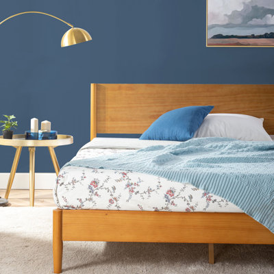 Whitman Solid Wood Low Profile Mid-Century Modern Platform Bed