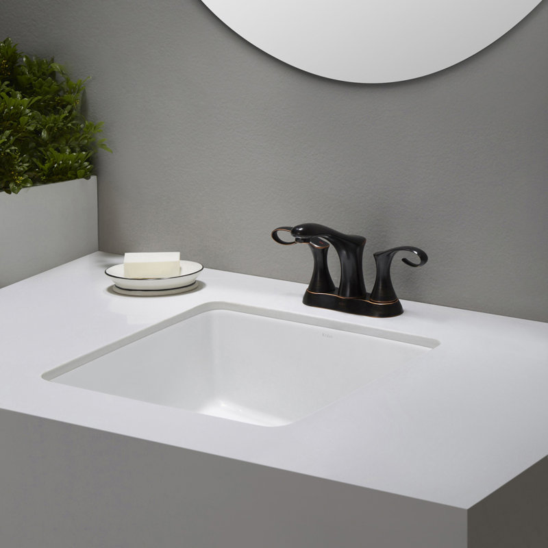Kraus Elavo Ceramic Square Undermount Bathroom Sink with Overflow ... Kraus Elavo Ceramic Square Undermount Bathroom Sink with Overflow ...