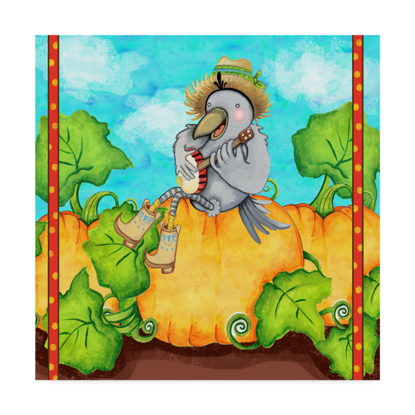 Trademark Art Farmer Crow Pumpkin Patch Acrylic Painting Print