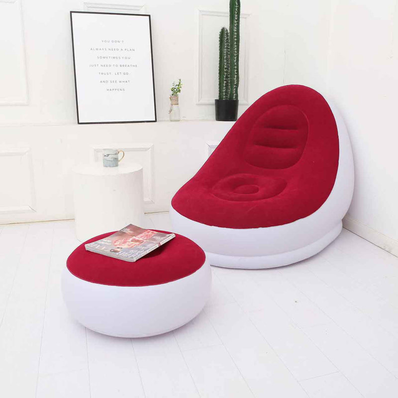 Otufan Canapé Gonflable Rouge – 78x75 Cm – PVC Épais & Flocage Confort – Idéal Maison, Camping, Plage, Voyage