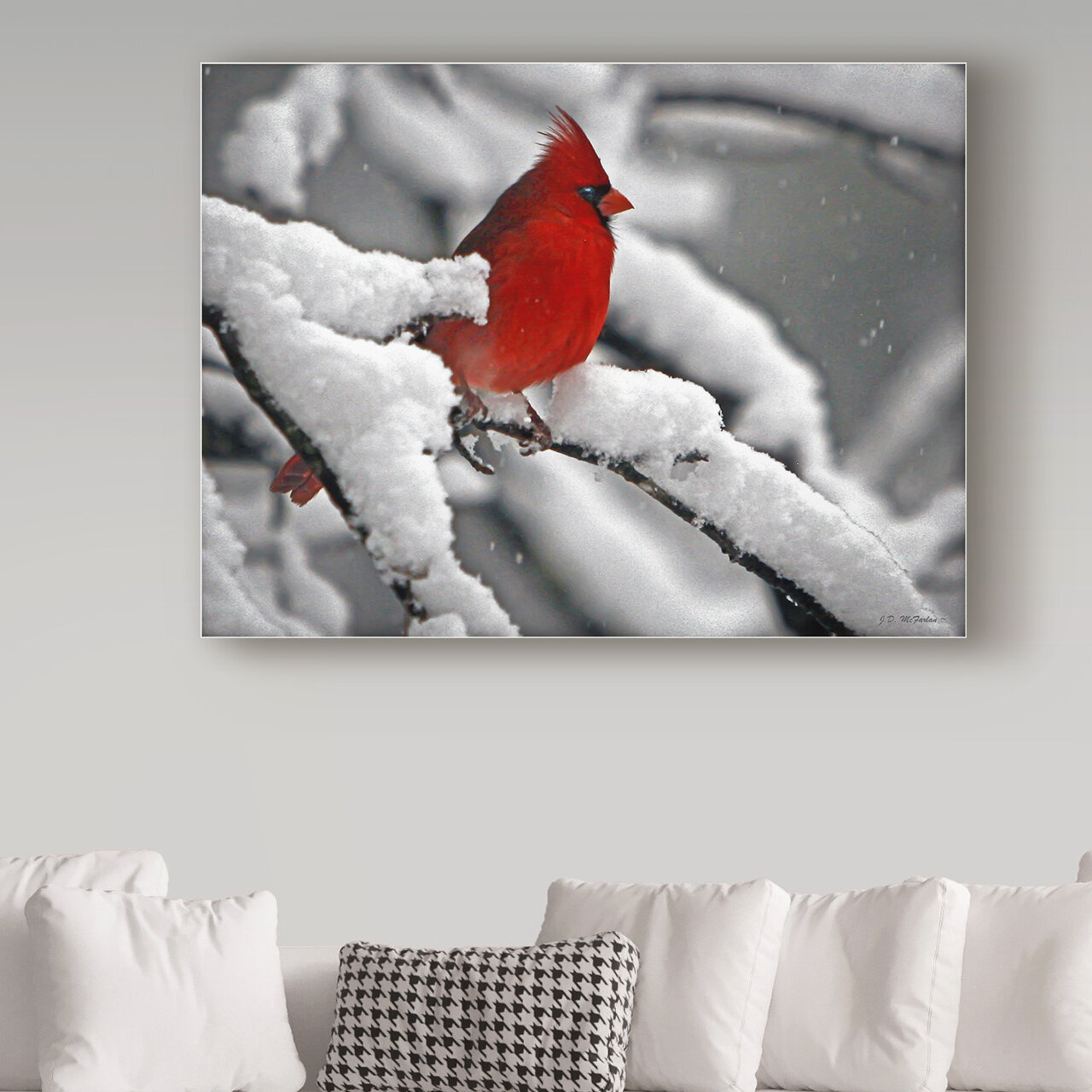 Trademark Art J.D. Mcfarlan Cardinal In Snow by J.D. Mcfarlan - Wrapped ...