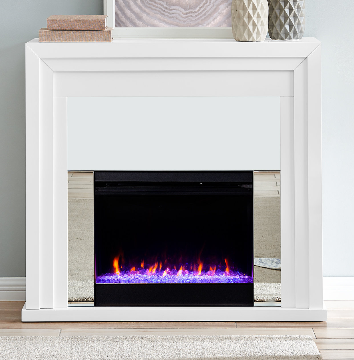 Ebern Designs Stadderly Mirrored Colour Changing Fireplace