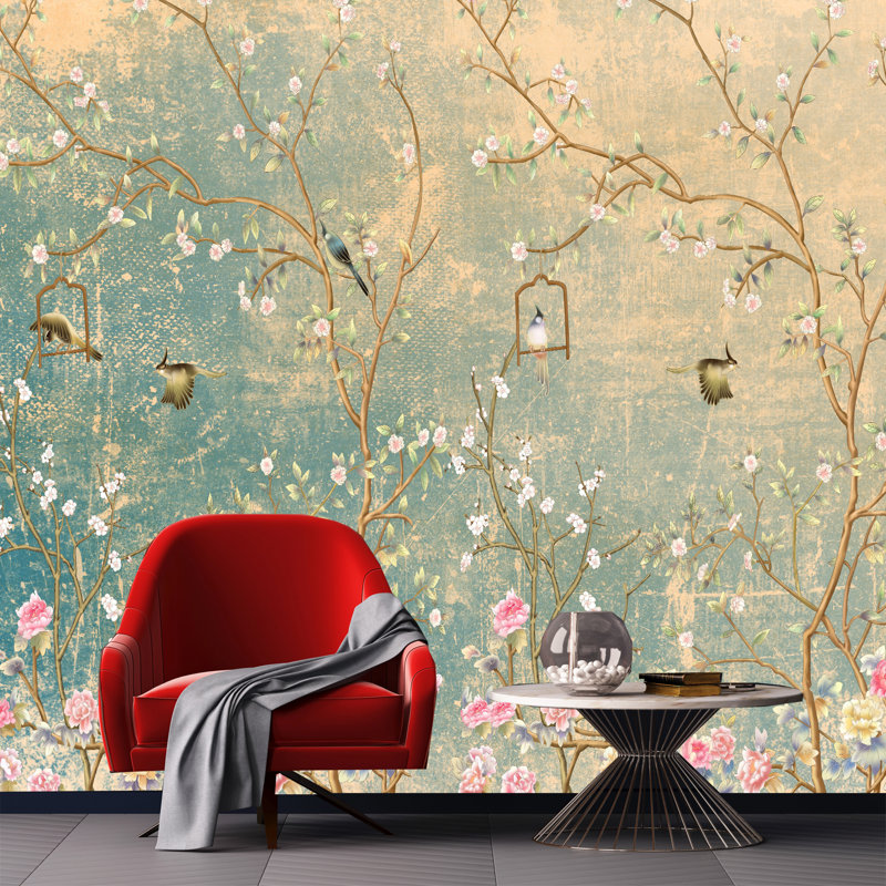 Ophelia Co Hartung Floral On Grunge Peel And Stick Wall Mural