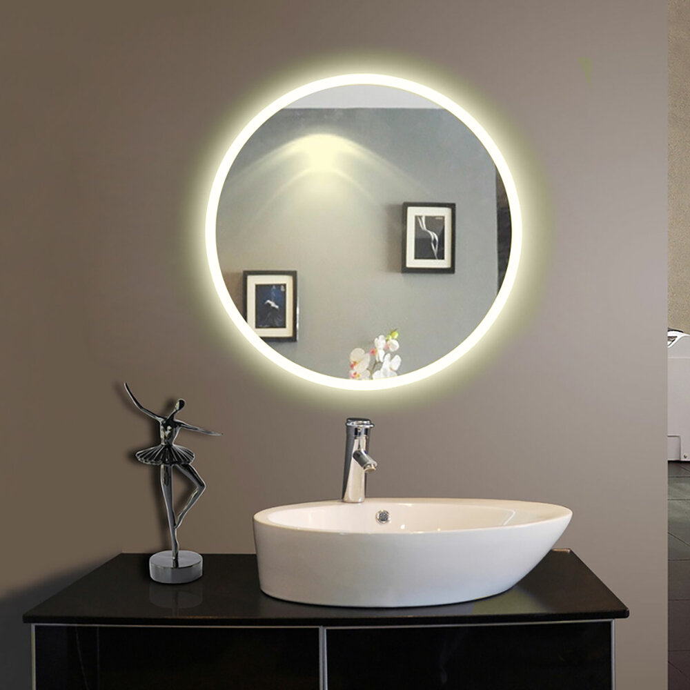 Mercury Row Aldora Round Lighted Bathroom Mirror Reviews Wayfair