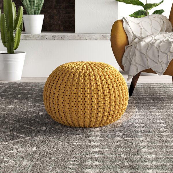 Large Round 100% Cotton Knitted Pouffe Ball Foot Stool Braided Cushion Seat Rest 