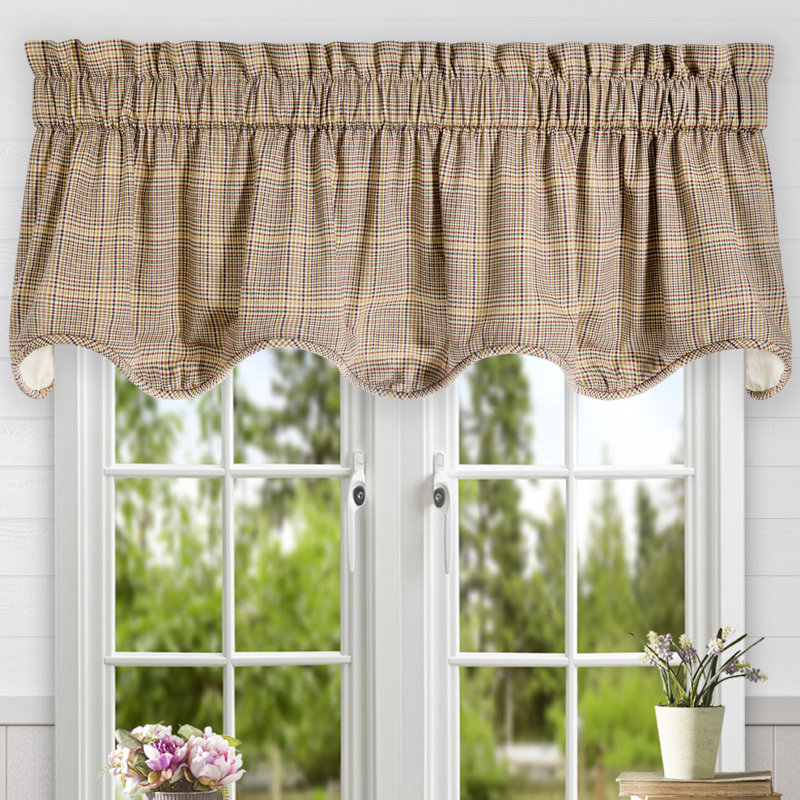 Charlton Home Marez Plaid Cotton Scallop Lined Window Valance Reviews Wayfair