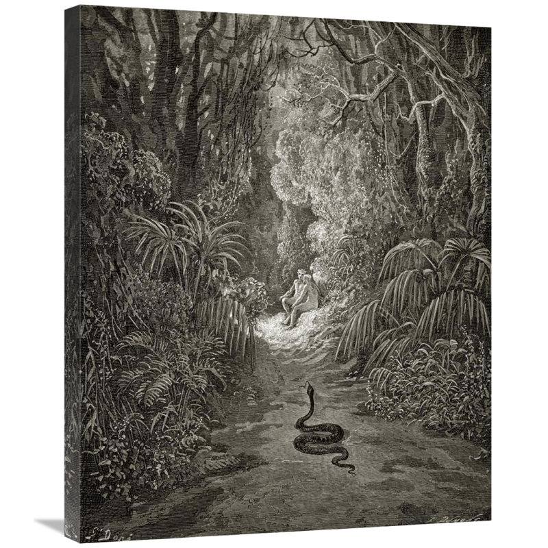 East Urban Home Satan As A Serpent Enters Paradise In Search Of Eve From Milton S Paradise Lost Print On Canvas Wayfair