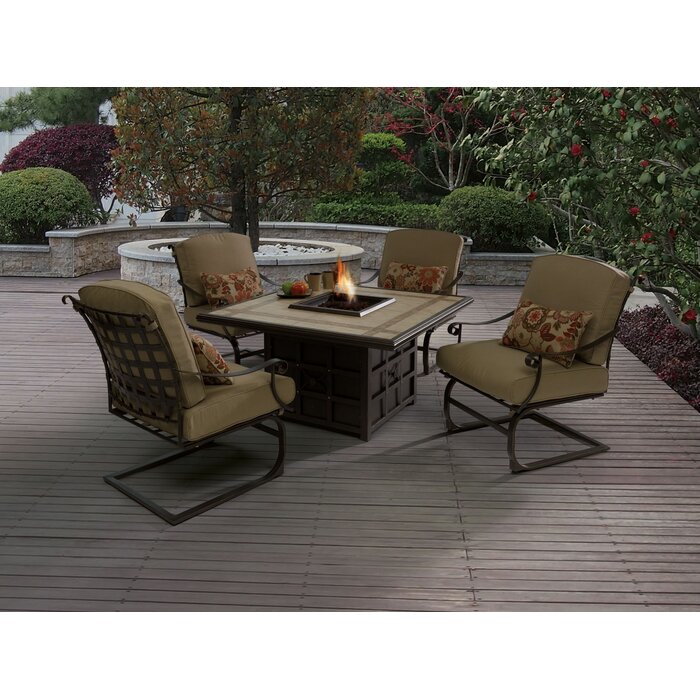 Winston Porter Antoine Wrought Iron Propane Fire Pit Table Wayfair