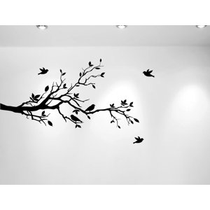Tree Branches with Leaves and Love Birds Nursery Wall Decal