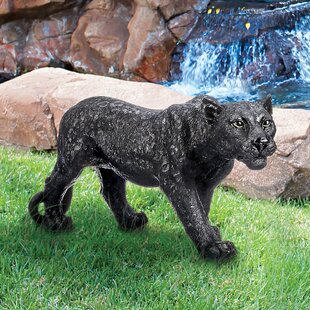 Huge 11.5 inches Art Deco statue lucky panther leopard Statue 