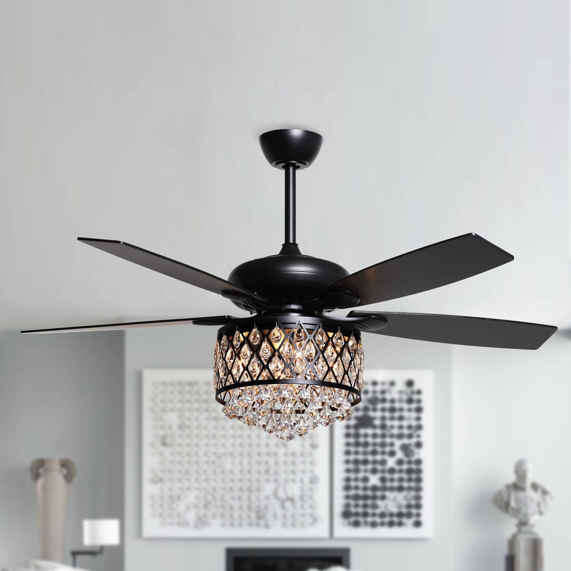 House Of Hampton 52 Flythe 5 Blade Chandelier Ceiling Fan With Remote Control And Light Kit Included Reviews Wayfair