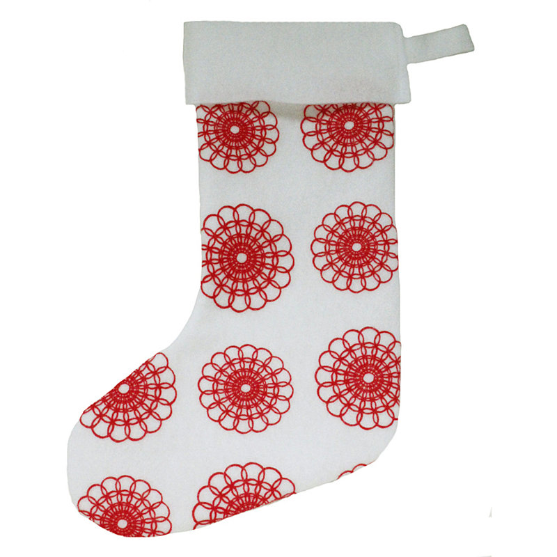 Doily Block Print Christmas Stocking