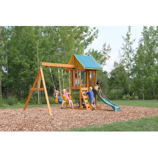 Small Under 800 Sq Ft Swing Sets You Ll Love Wayfair Leton Wooden Swing Set