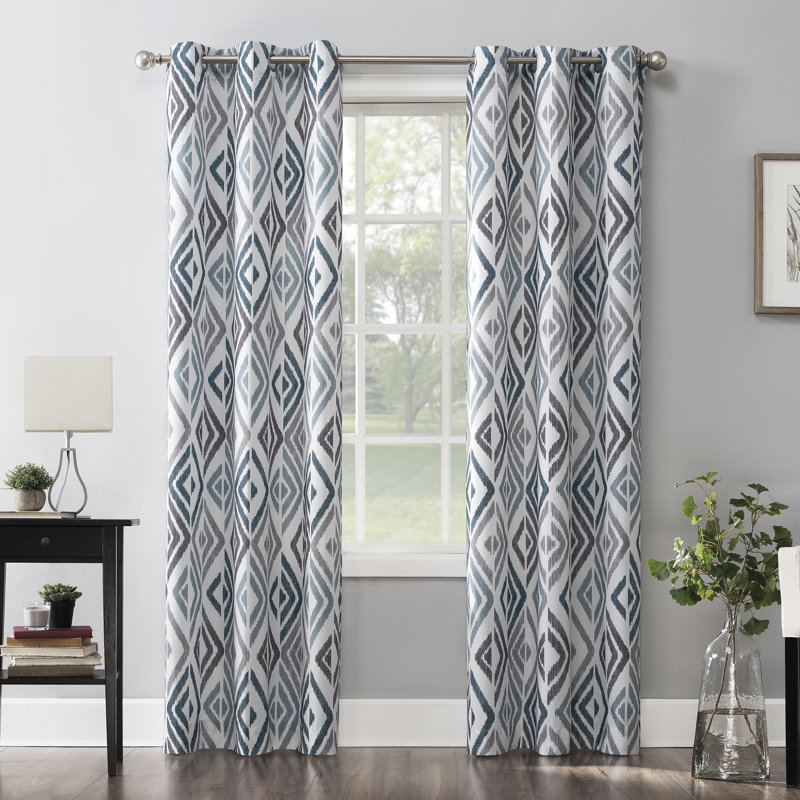 Ivy Bronx Chaunte Ikat Semi Sheer Grommet Single Curtain Panel Reviews Wayfair