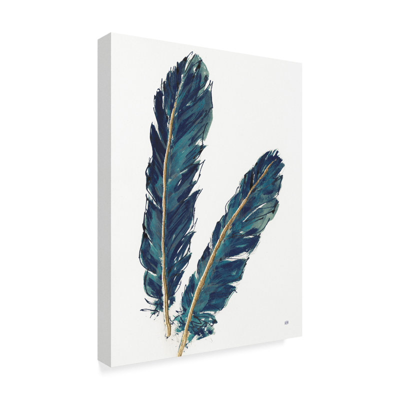 World Menagerie Gold Feathers Iv Indigo Crop Acrylic Painting