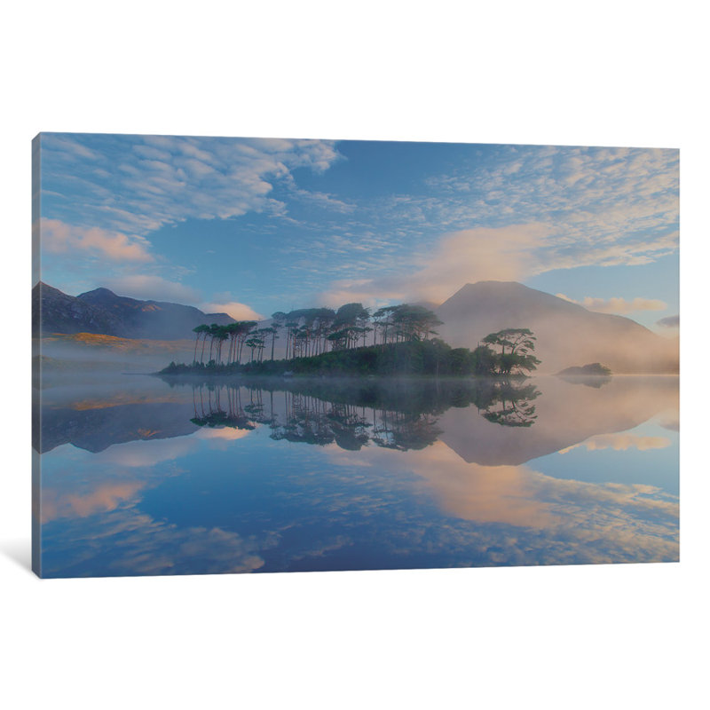 East Urban Home Misty Morning Reflection Photographic Print On Wrapped Canvas Wayfair