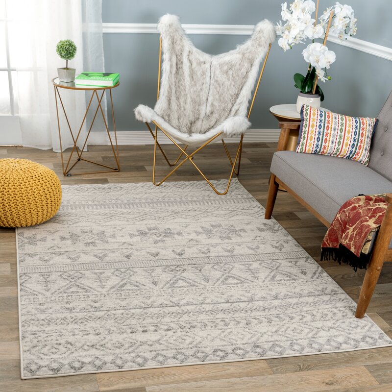 Bungalow Rose Bohemian Distressed Geometric Cream Area Rug & Reviews ...