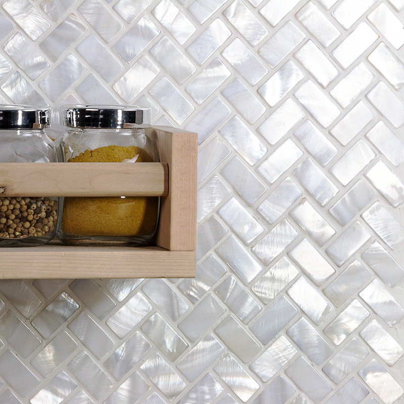 Ivy Hill Tile Pacif Random Sized Glass Pearl Shell Mosaic Tile In Polished White Pearl Reviews Wayfair