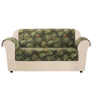 Lodge Pinecone Box Cushion Loveseat Slipcover