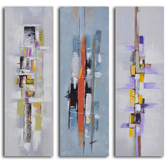 My Art Outlet Urban Abstract Triptych 3 Piece Painting On