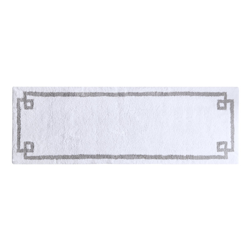 100% Cotton Tufted Bath Rug with Non-Slip Backing Color: White, Size: 24" W x 40" L