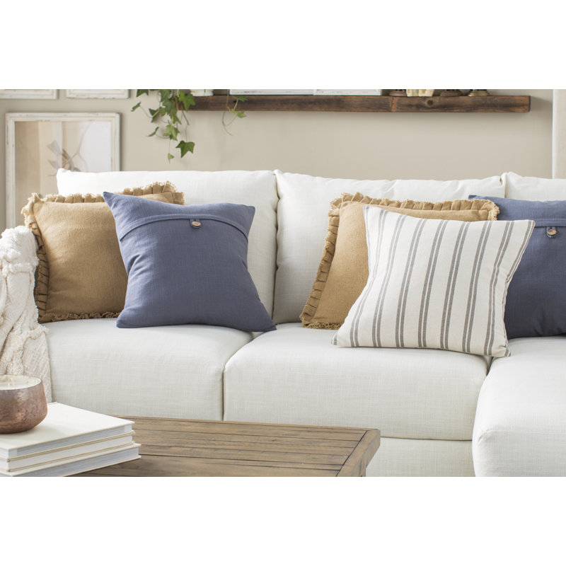Andrade Burlap Natural Fringed Cotton Throw Pillow Reviews