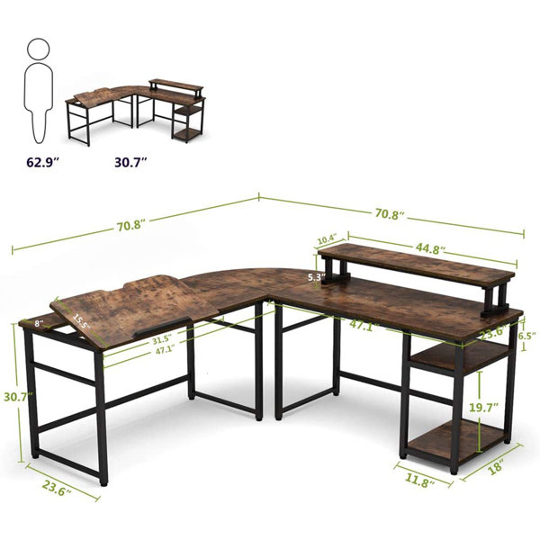 Latitude Run Alphia Reversible L Shape Desk Wayfair