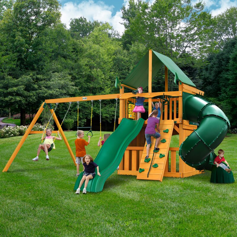 Mountaineer Clubhouse Swing Set With Canopy Roof