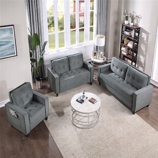 Sofa Set Morden Style Couch Furniture Upholstered Armchair, Loveseat And Three Seat For Home Or Office (1+2+3-Seat) by Ebern Designs