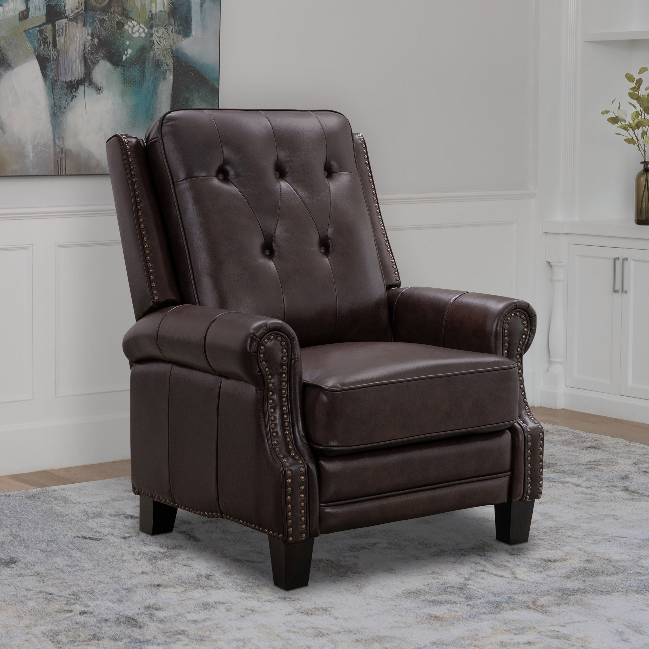 gray genuine leather recliner