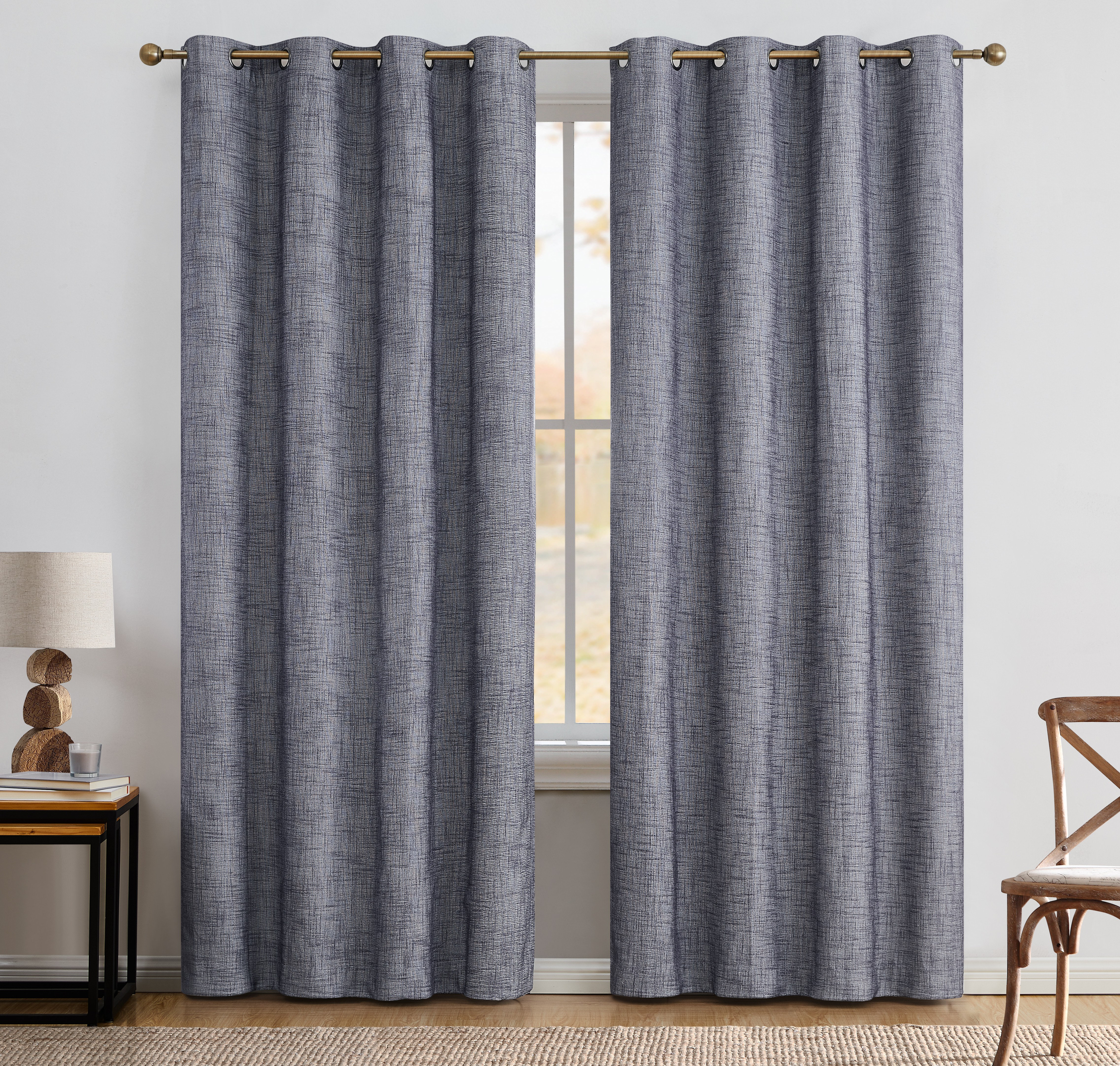 1 Set N32 Insulated Lined Foam Blackout Silver Grommet Window Curtain Panels 