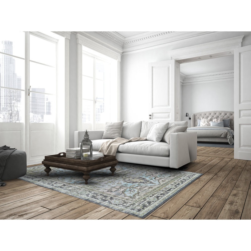Charlton Home Reimer Oriental Taupe Castle Blue Green Area Rug