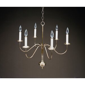 Sockets S-Arms Hanging 6-Light Candle-Style Chandelier