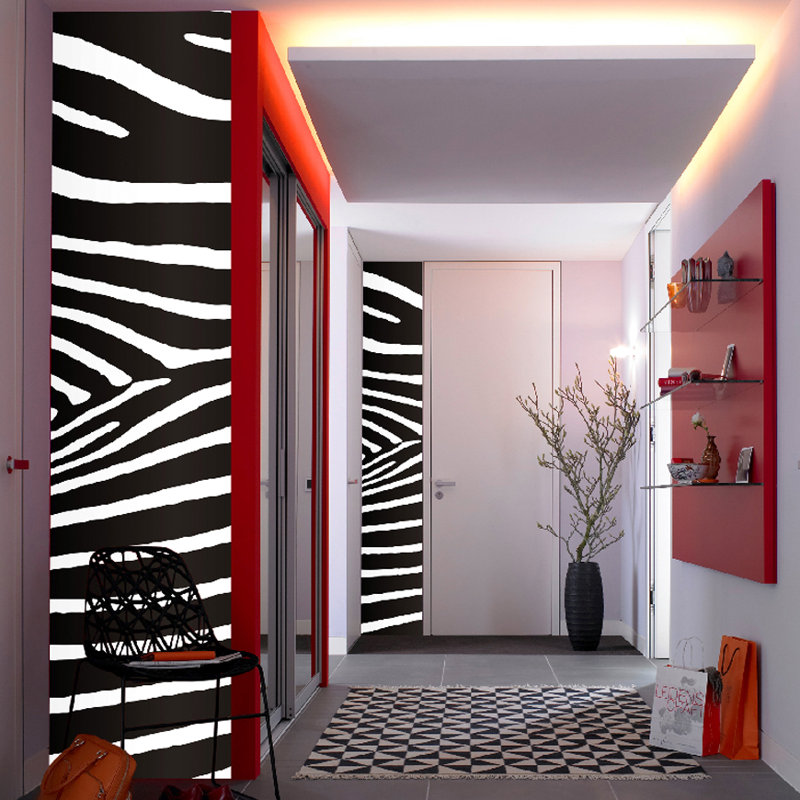 World Menagerie Ciaron Stripe Zebra 4 46 X 18 5 Wall Mural Wayfair Zebra stripe pattern hearts vinyl wall decal personalized name stickers decor onefunwall. wayfair