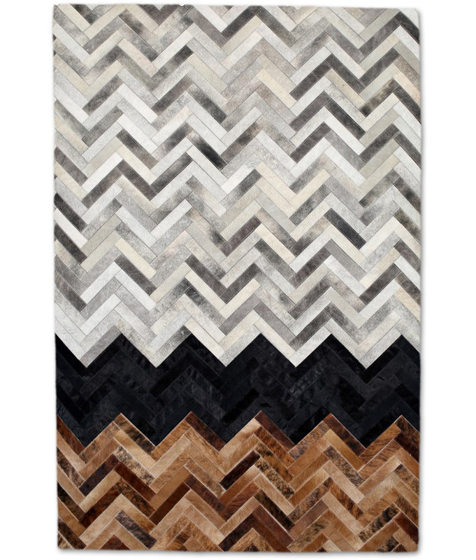 Modern Rugs Chevron Handmade Leather Gray Brown Black Area Rug Wayfair