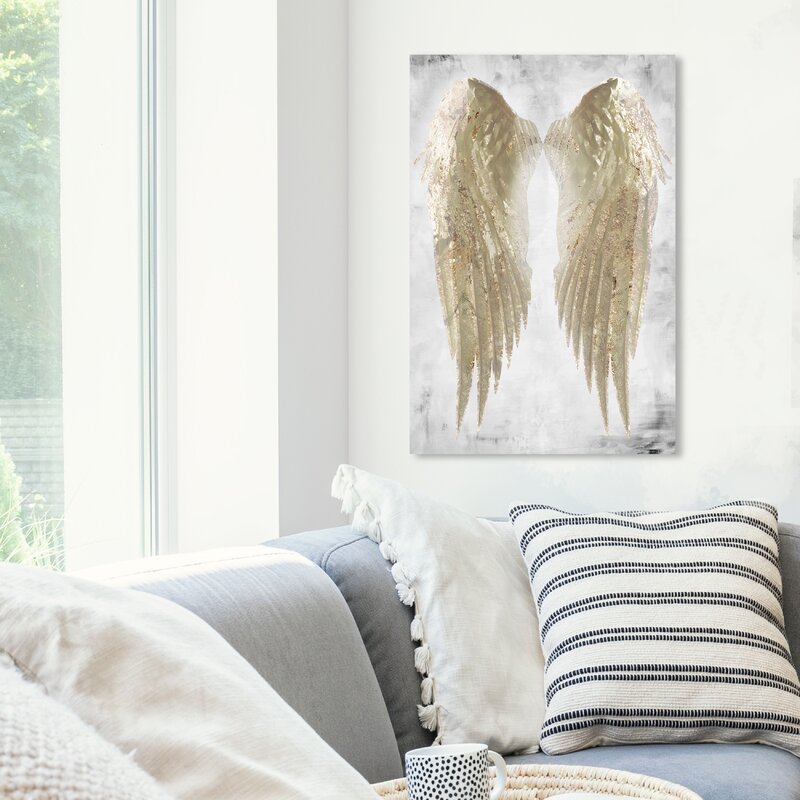 Fashion and Glam Wings of Angel Gold - Graphic Art Print - Gold Wall Art
