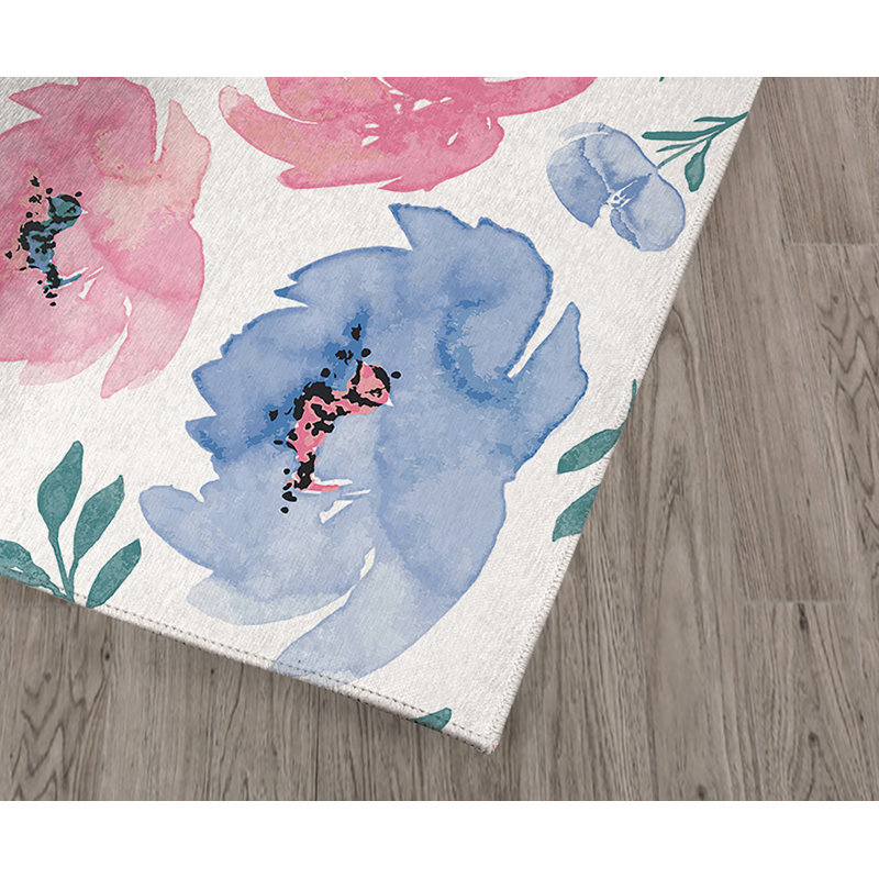 Harriet Bee Vannie Floral Pink Blue Green Area Rug Wayfair