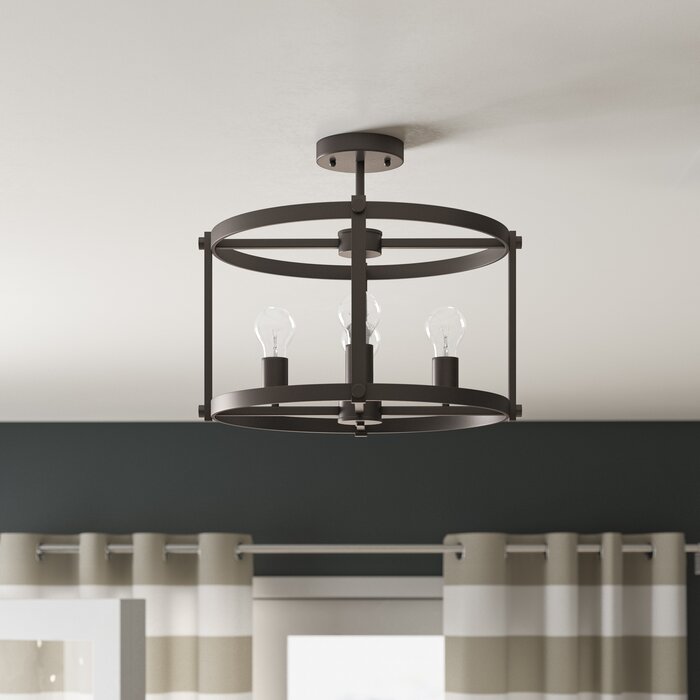 Dunnstown Industrial Ceiling 4 Light Semi Flush Mount