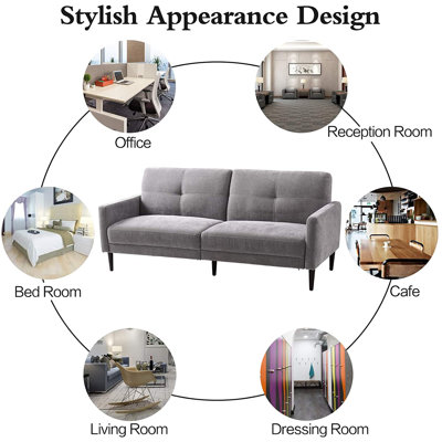 Rivet Revolve Modern Upholstered Sofa CouchEasy  ToolFree AssemblyLoveseat Latitude Run Upholstery Color Gray Polyester Blend