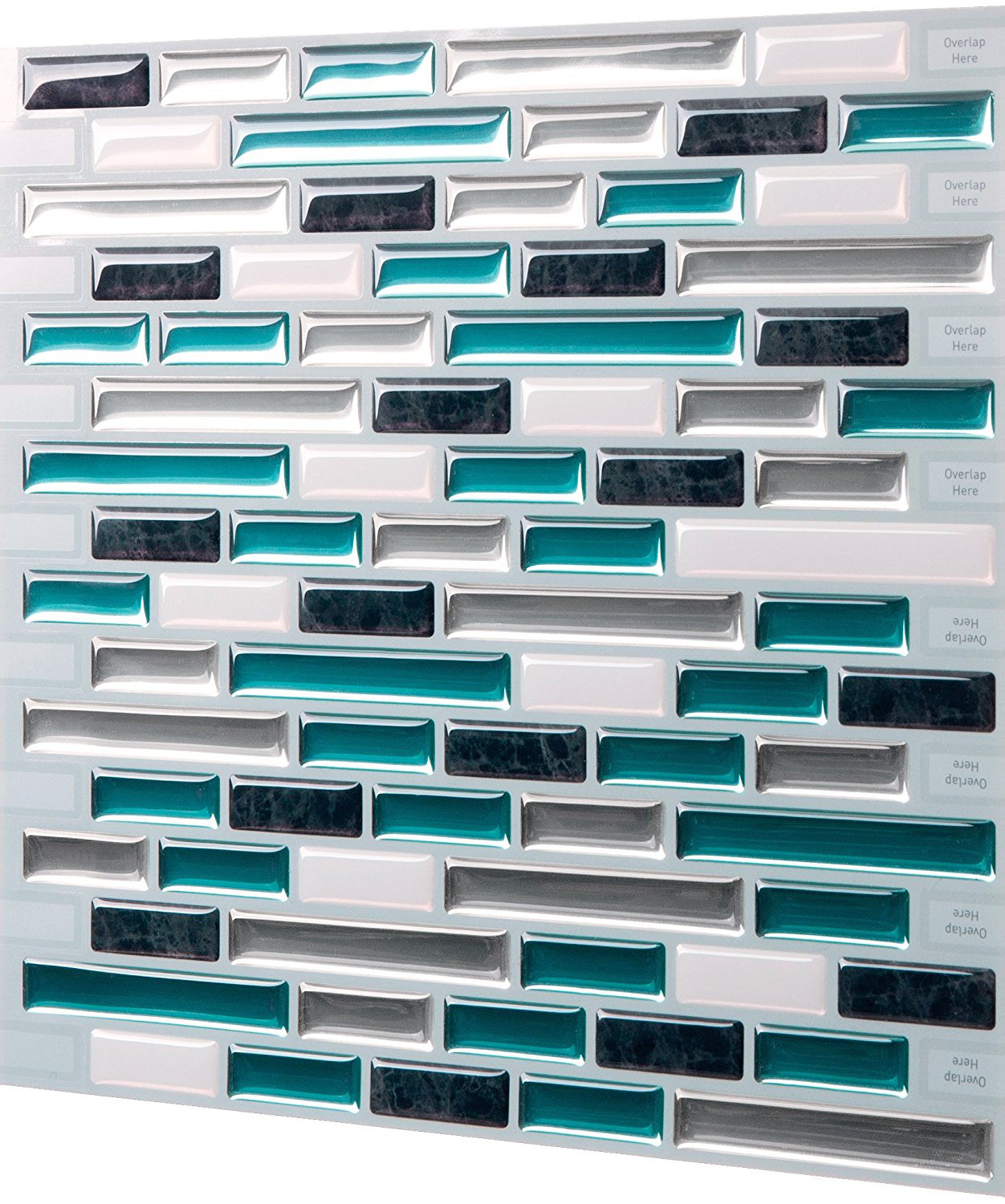 Tictactiles 10 X Pvc L Stick Mosaic Tile In Teal Black Pvc L Stick Mosaic Tile