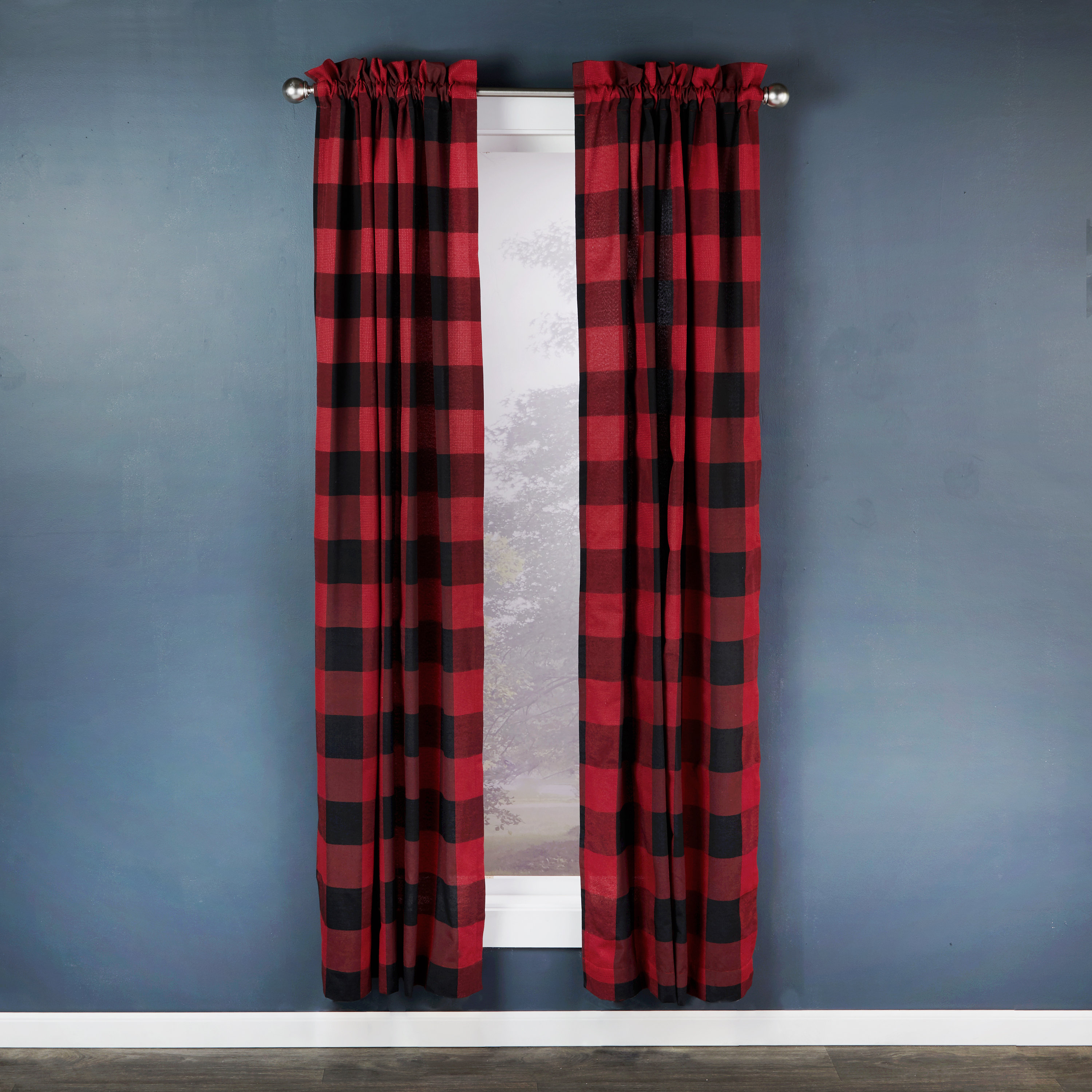 August Grove Northridge Plaid Semi Sheer Rod Pocket Single Curtain