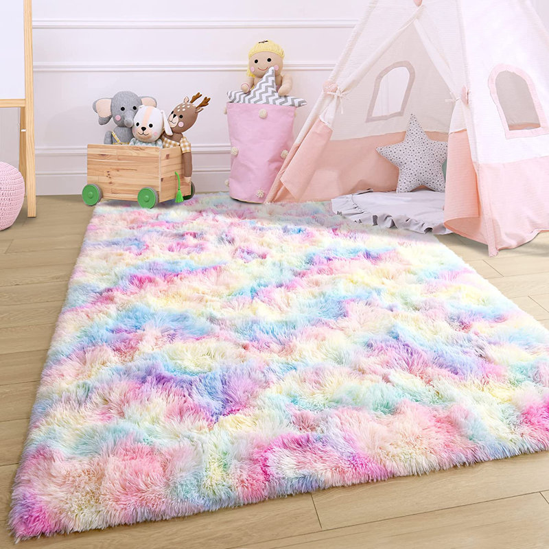 Radyn Abstract Shag Rainbow Area Rug Rug Size: Rectangle 5' x 8'